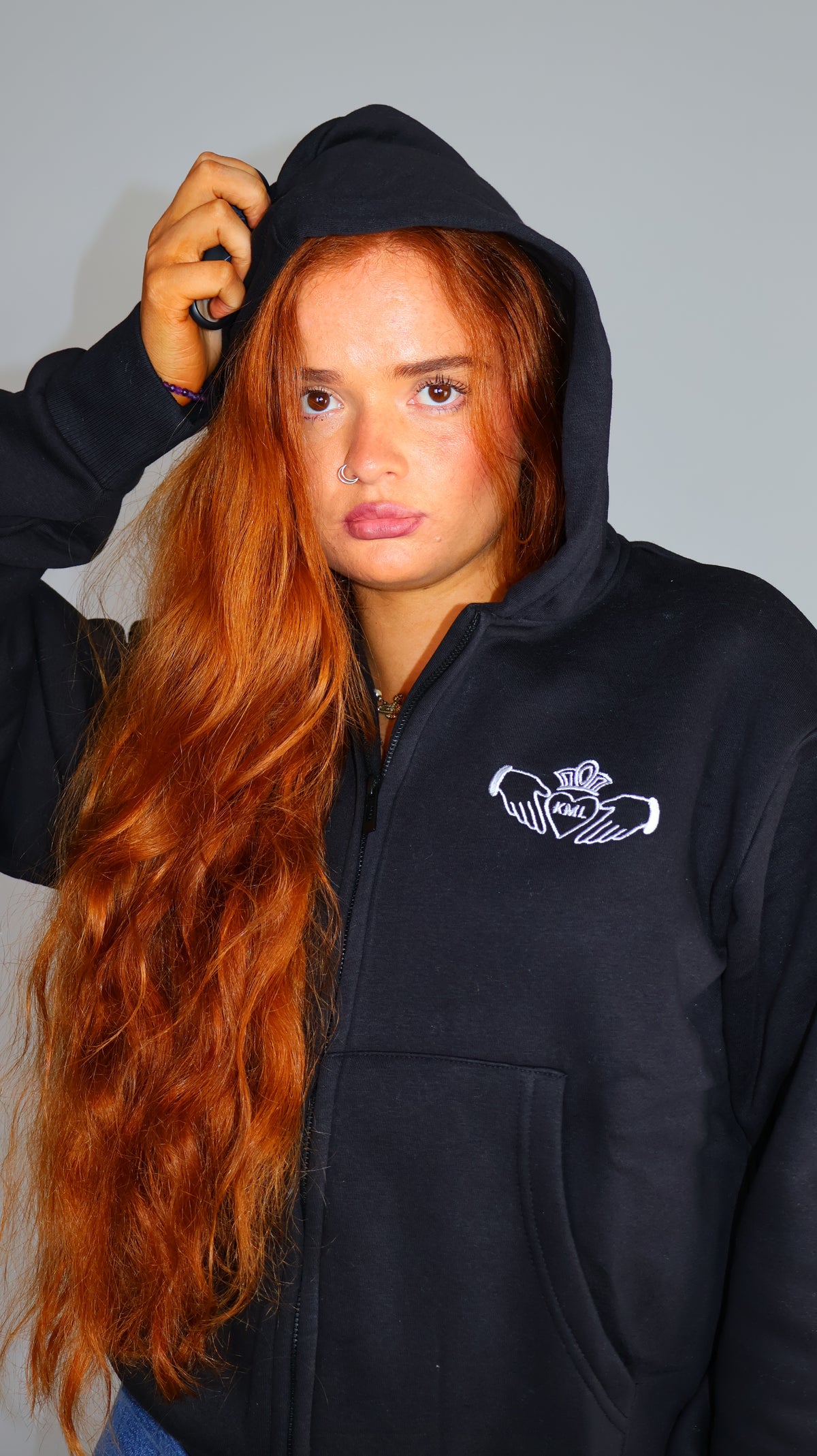 Una Claddagh Fleeced Hoodie.