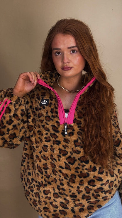 Clodagh Leopard Fleece. Drawstring + pockets