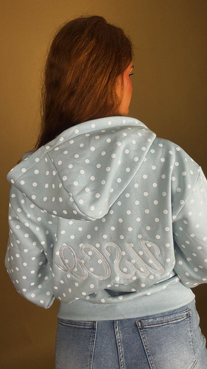 Billie Blue polka hoodie 80% cotton