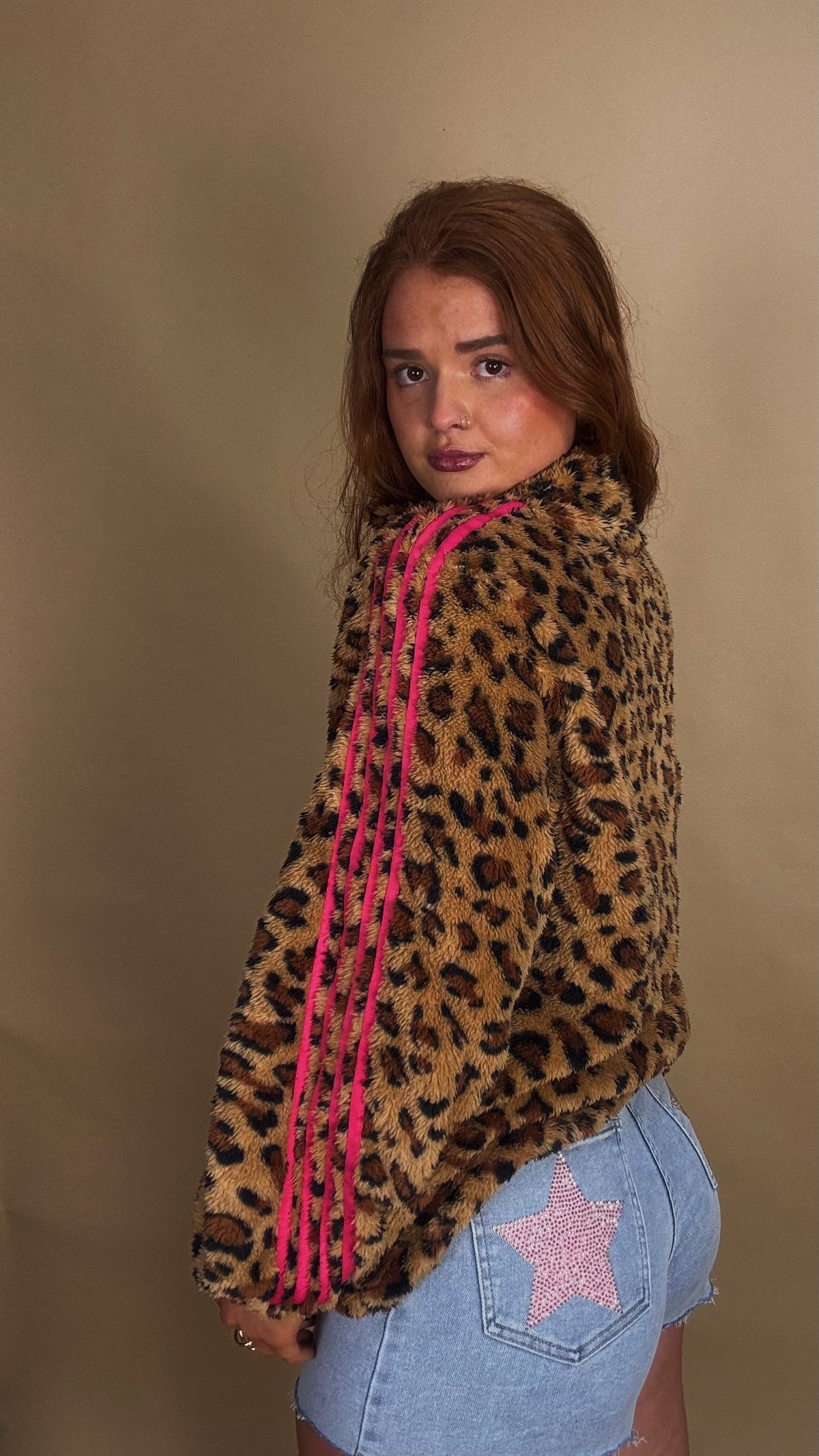Clodagh Leopard Fleece. Drawstring + pockets