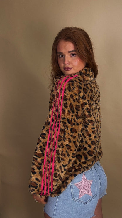 Clodagh Leopard Fleece. Drawstring + pockets