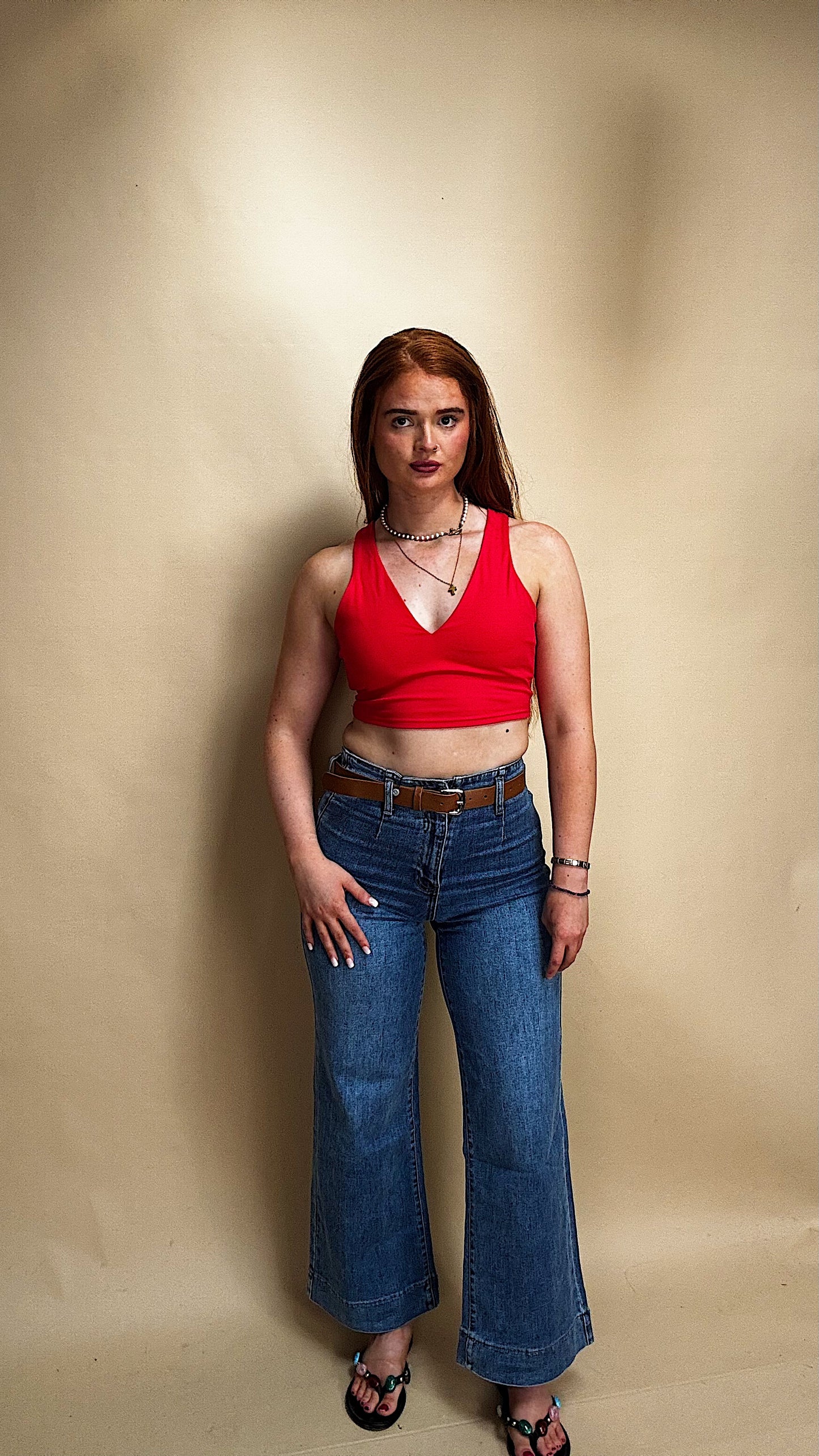 Emma Super stretchy denim jeans + the belt