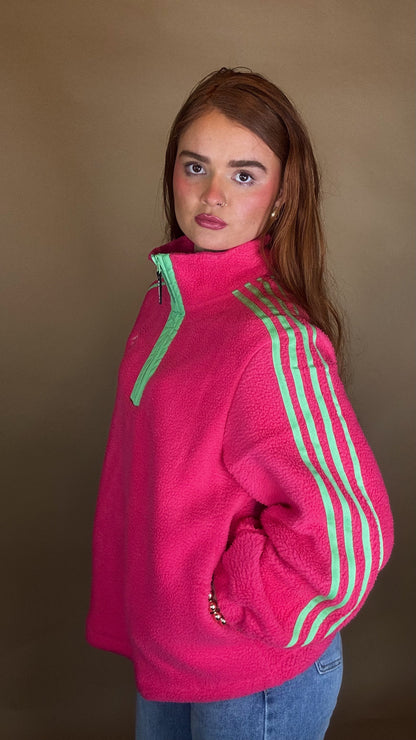 Emma x4 Stripe Fleece Pink size down. Pockets & draw string