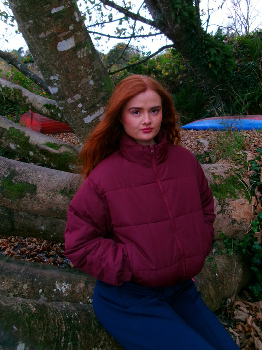 Weronika Waterproof Puffer Burgundy Jacket