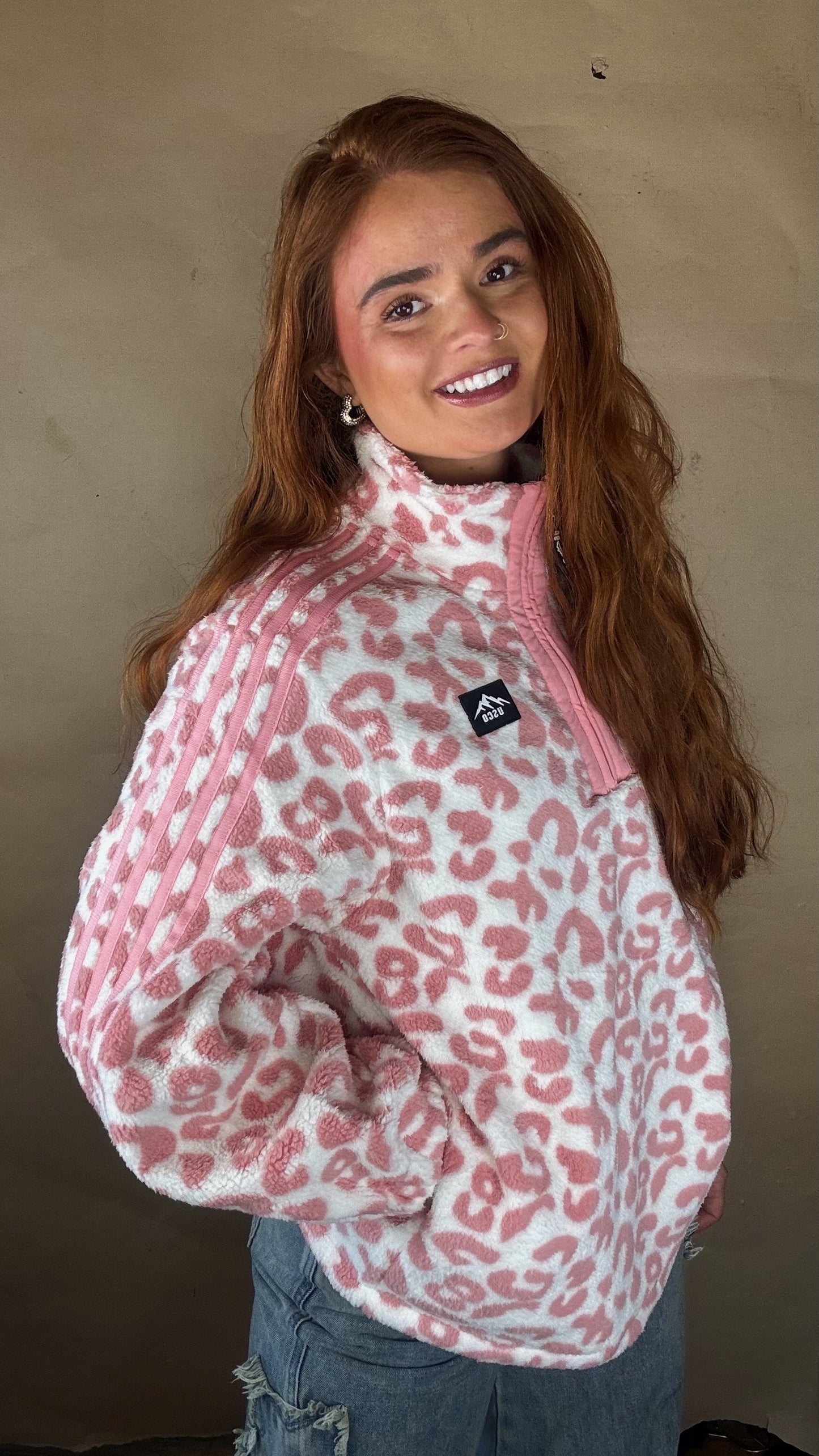 Payton Pink Leopard print zip up