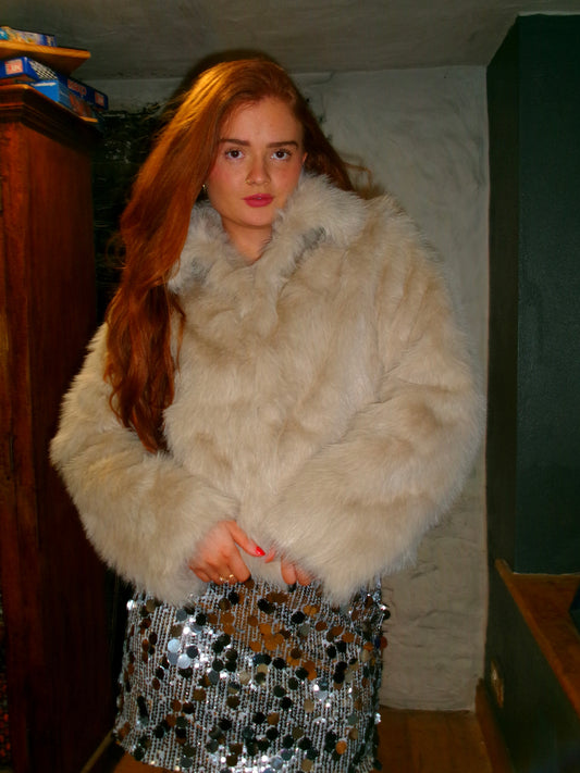 Jess faux fur jacket with buttons & POCKETS!!!!