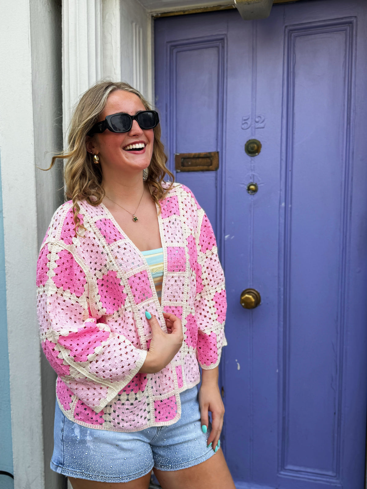 Jessie Pink Crochet Cardi