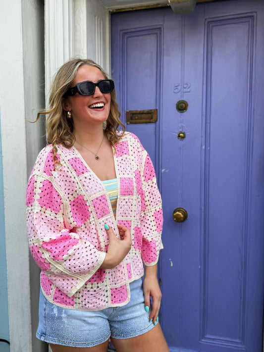 Jessie Pink Crochet Cardi