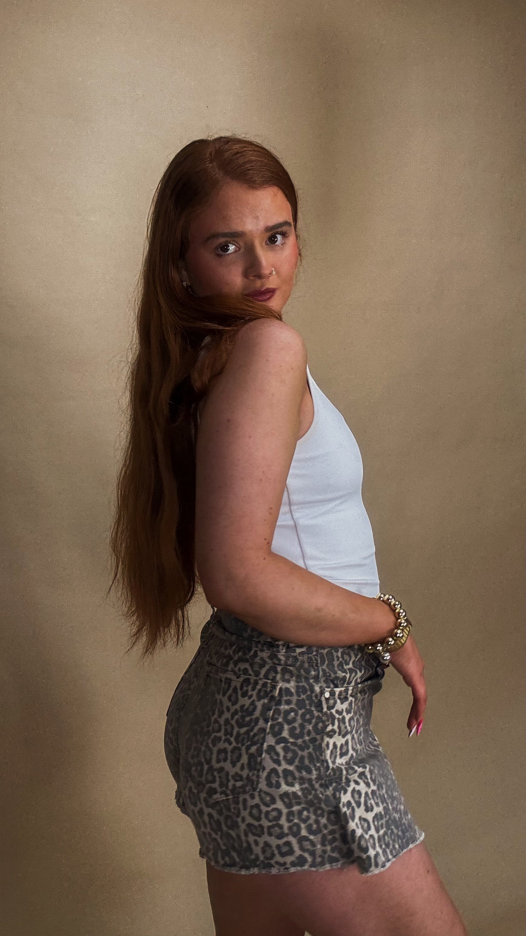 *SKORT* Lilia Leopard stretch Denim