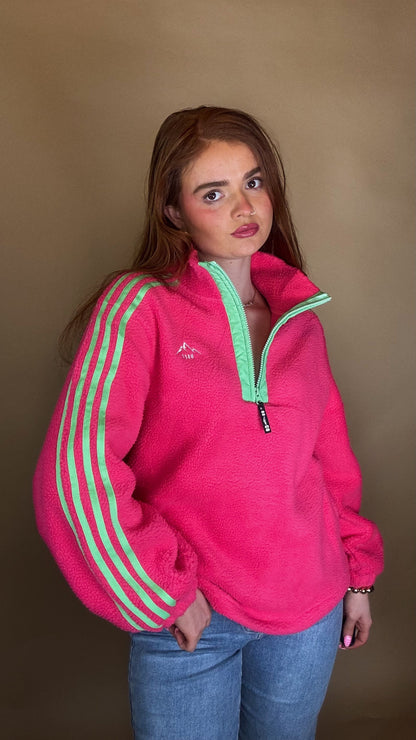Emma x4 Stripe Fleece Pink size down. Pockets & draw string