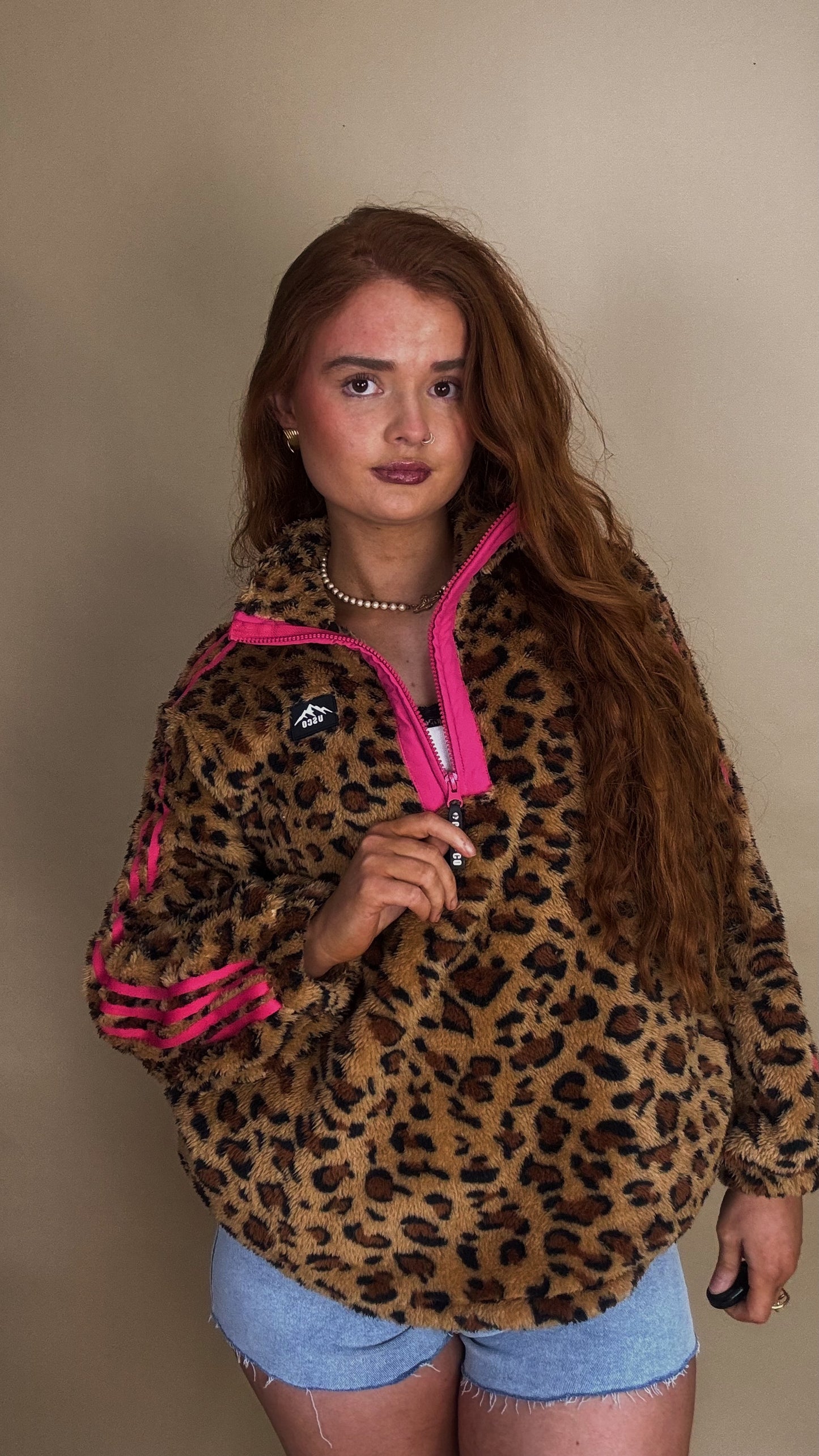 Clodagh Leopard Fleece. Drawstring + pockets