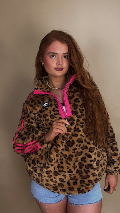 Clodagh Leopard Fleece. Drawstring + pockets