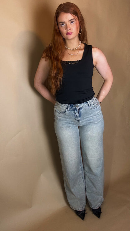 Matilda Heart Cherry Embroidered Jean