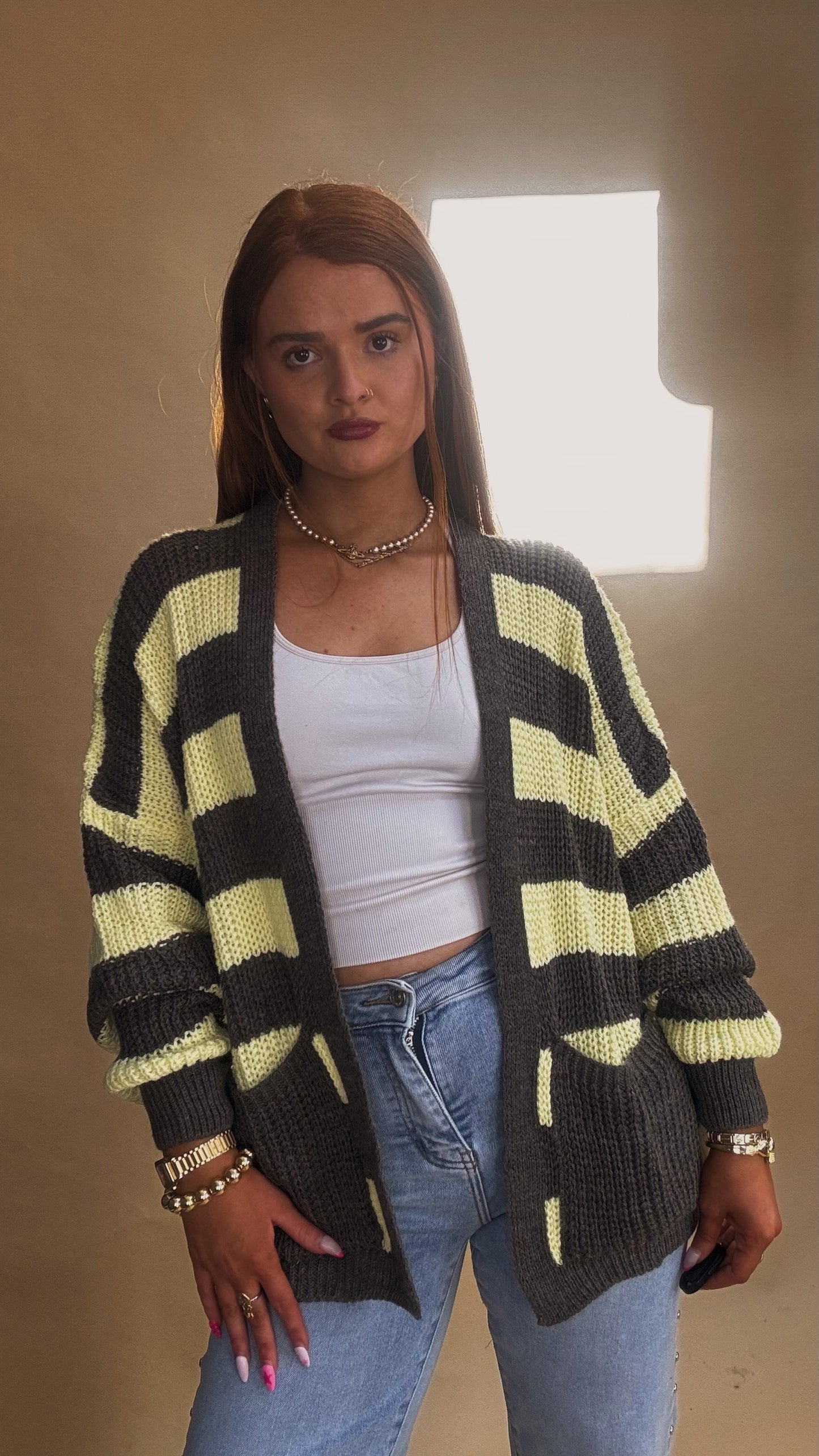Amie Knit yellow charcoal