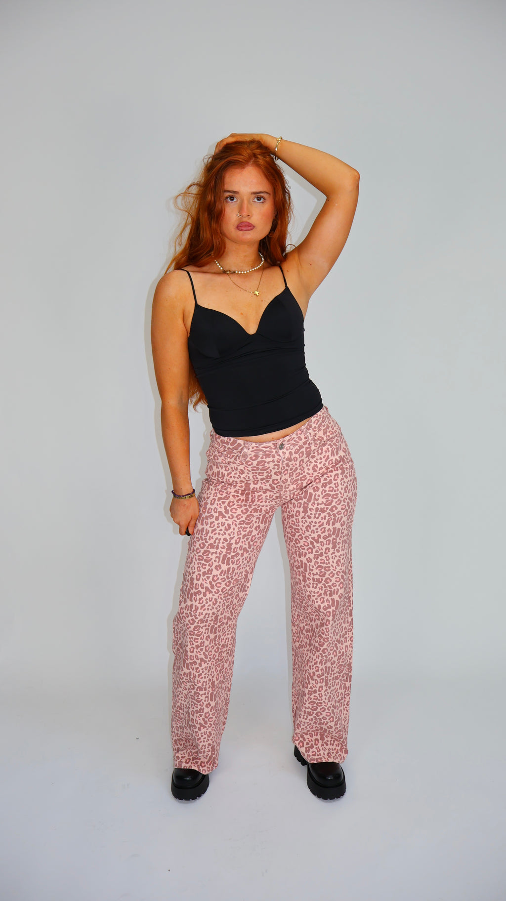 Lily Pink Leopard Dad Fit Denim