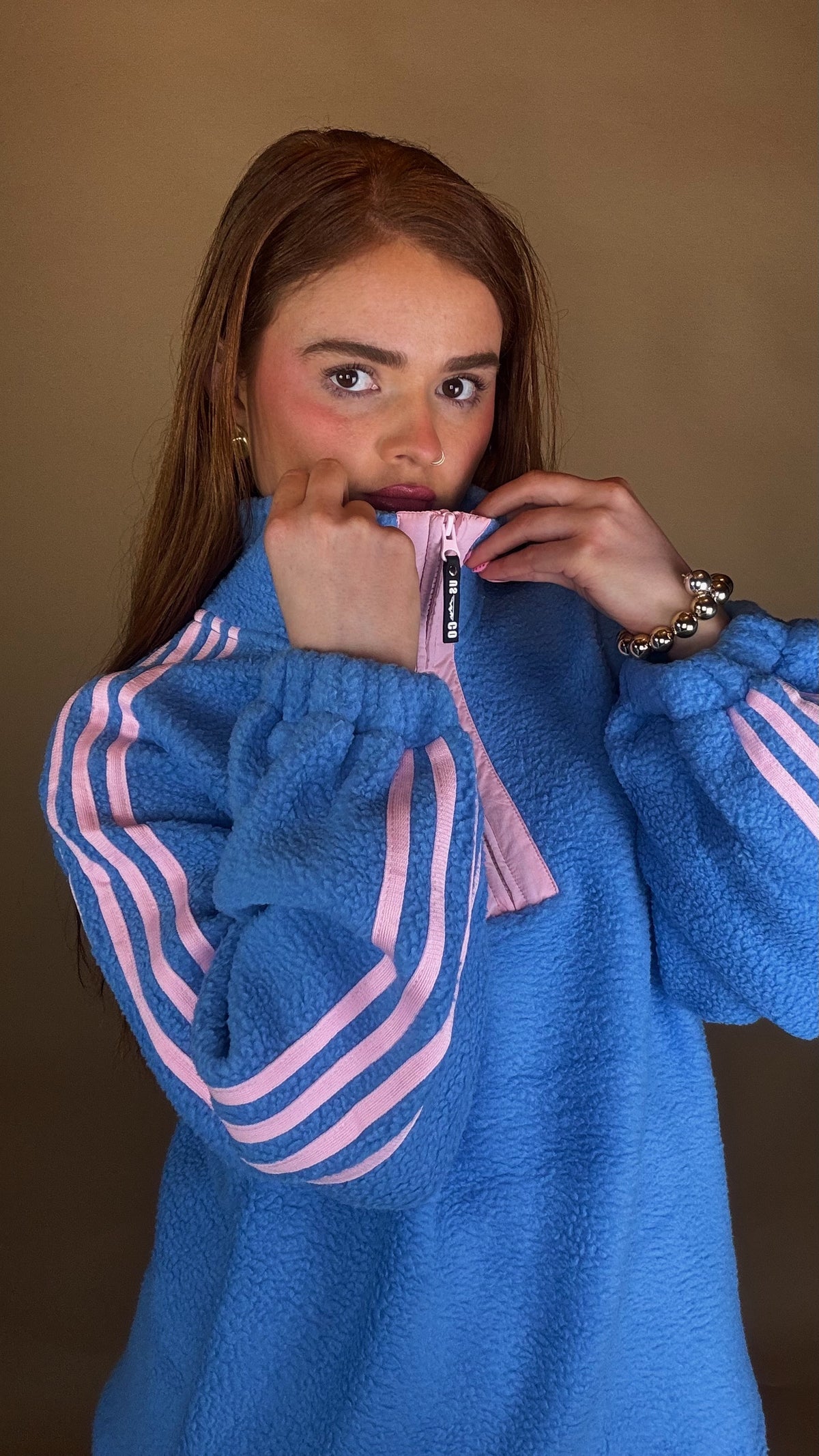 Hannah x4 Stripe Fleece size down. Pockets & draw string