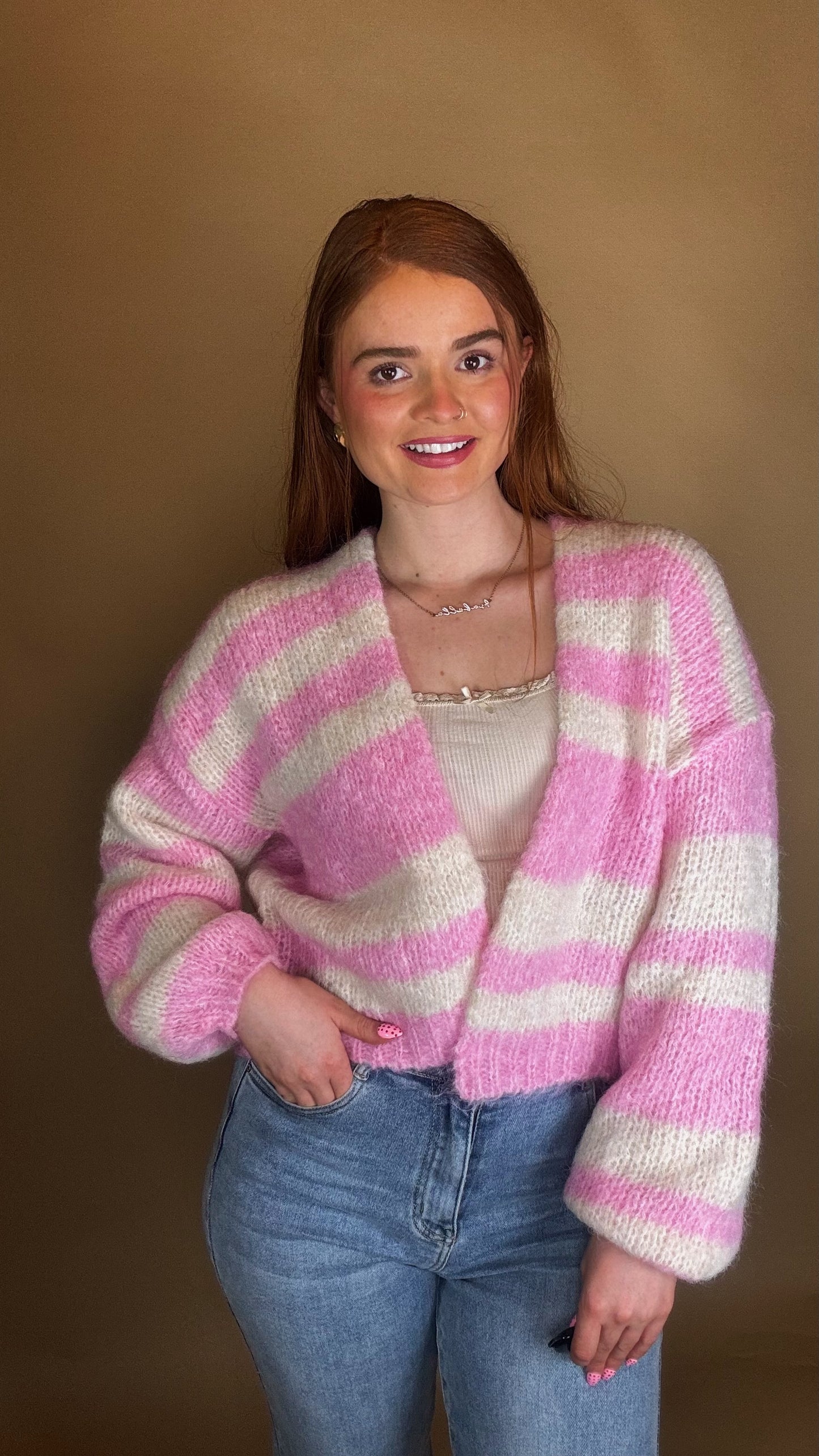 Heather Balloon Sleeve cardigan