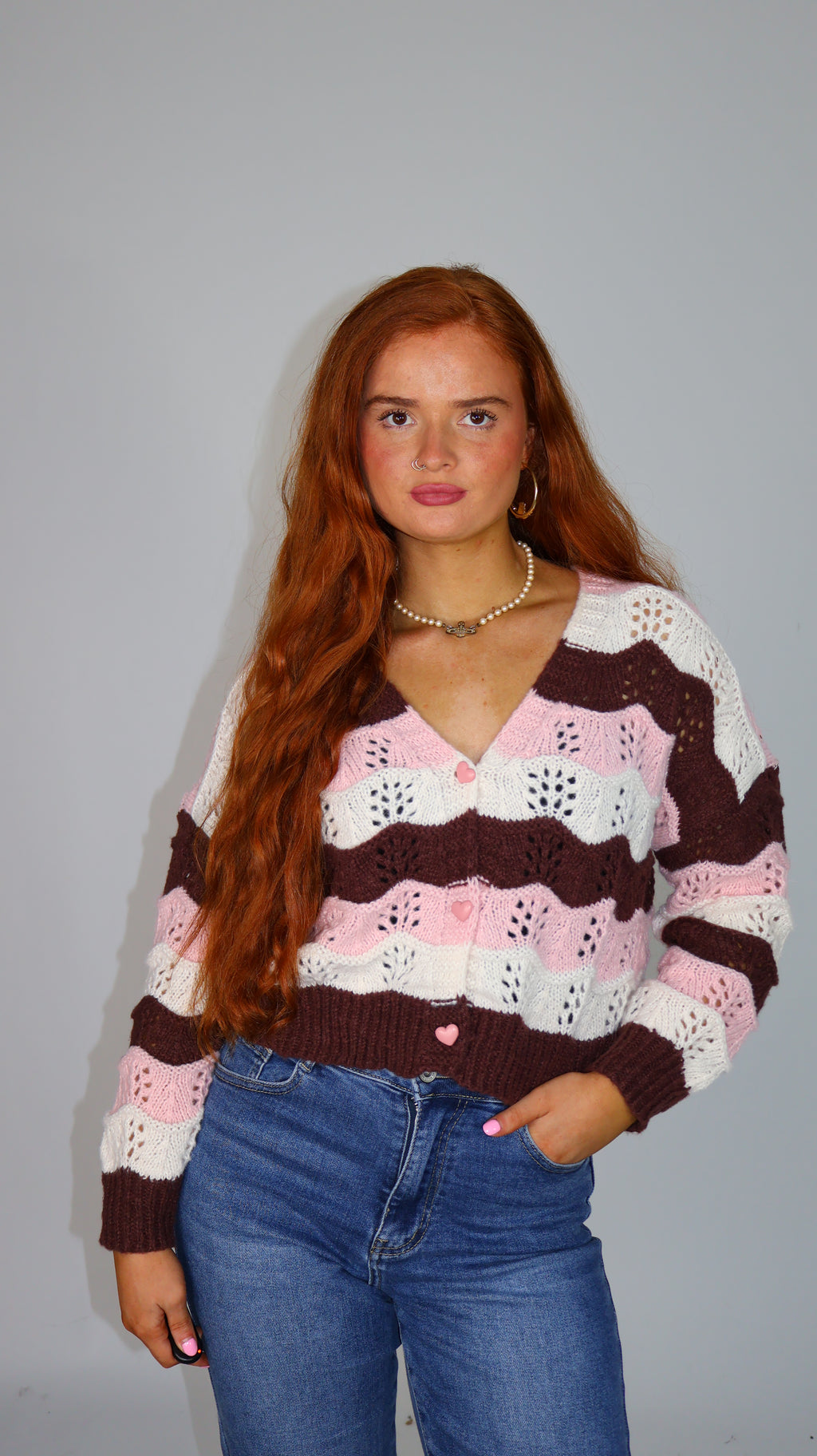 Polly Pink Heart Button Cardi