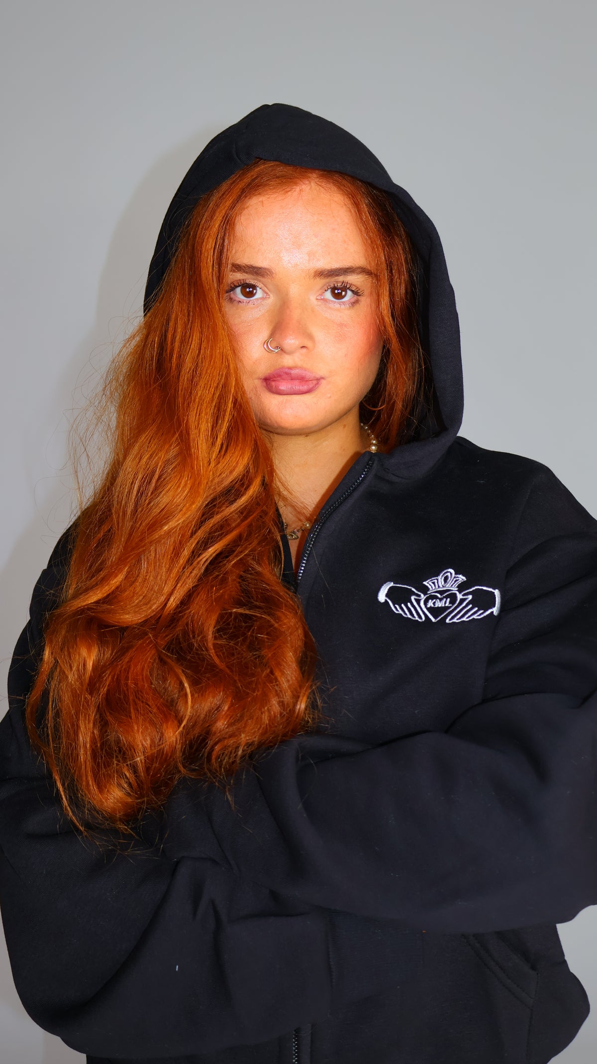 Una Claddagh Fleeced Hoodie.