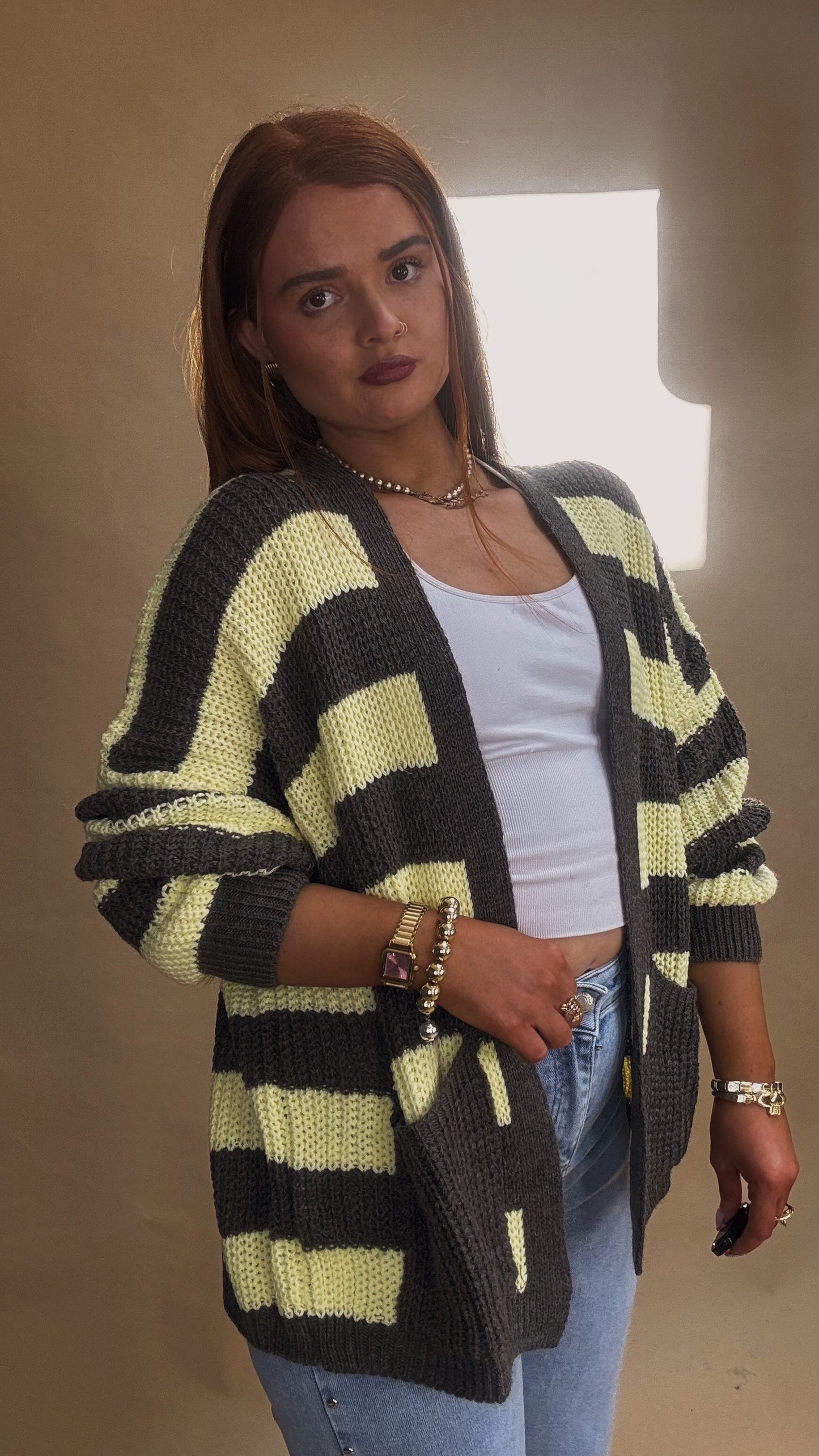 Amie Knit yellow charcoal