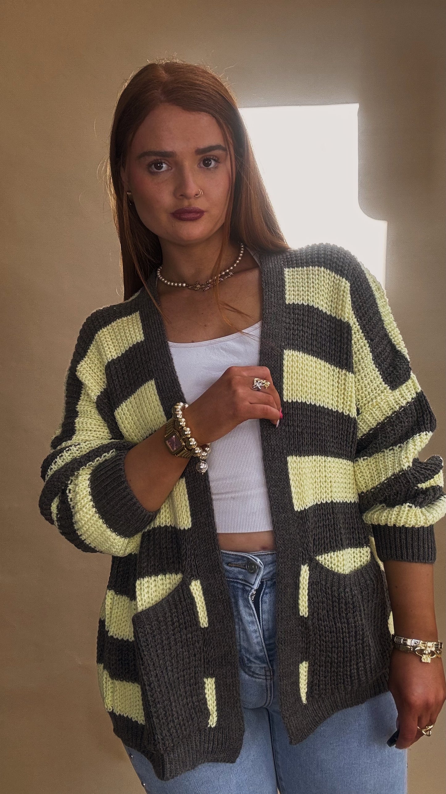 Amie Knit yellow charcoal