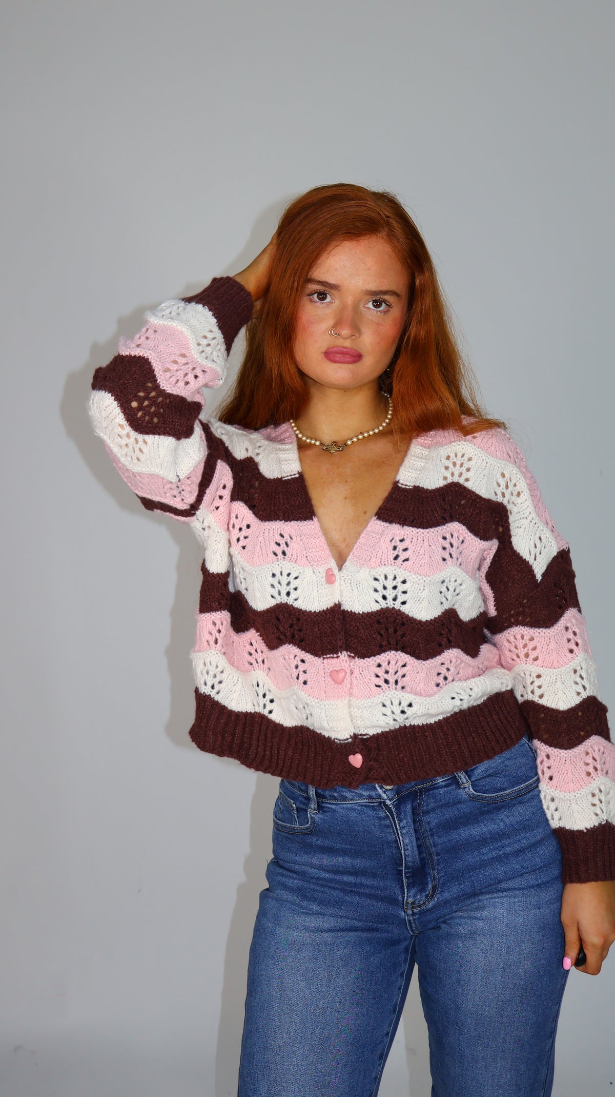 Polly Pink Heart Button Cardi