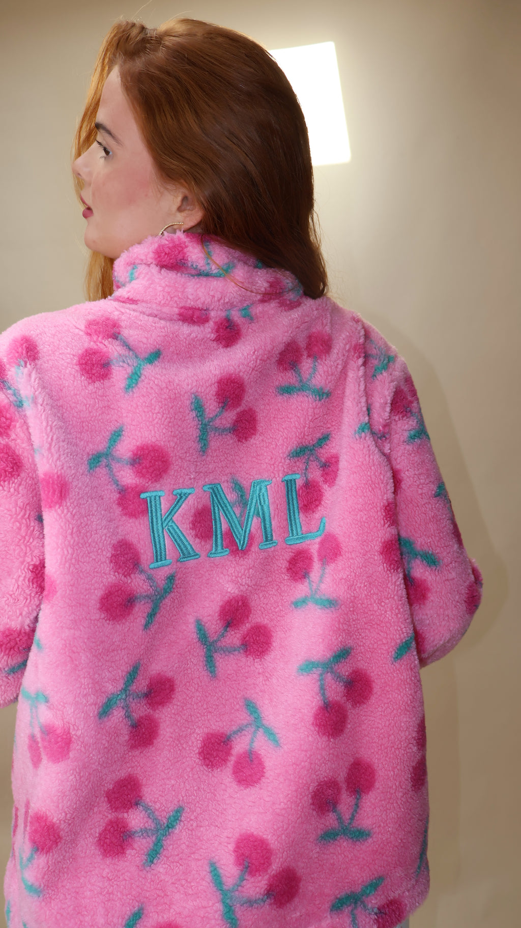 ONE OFF DROP. Cheeky Cherry KML Fleece. Pockets & drawstring. *Thermal fleece-more dense finish on the inside