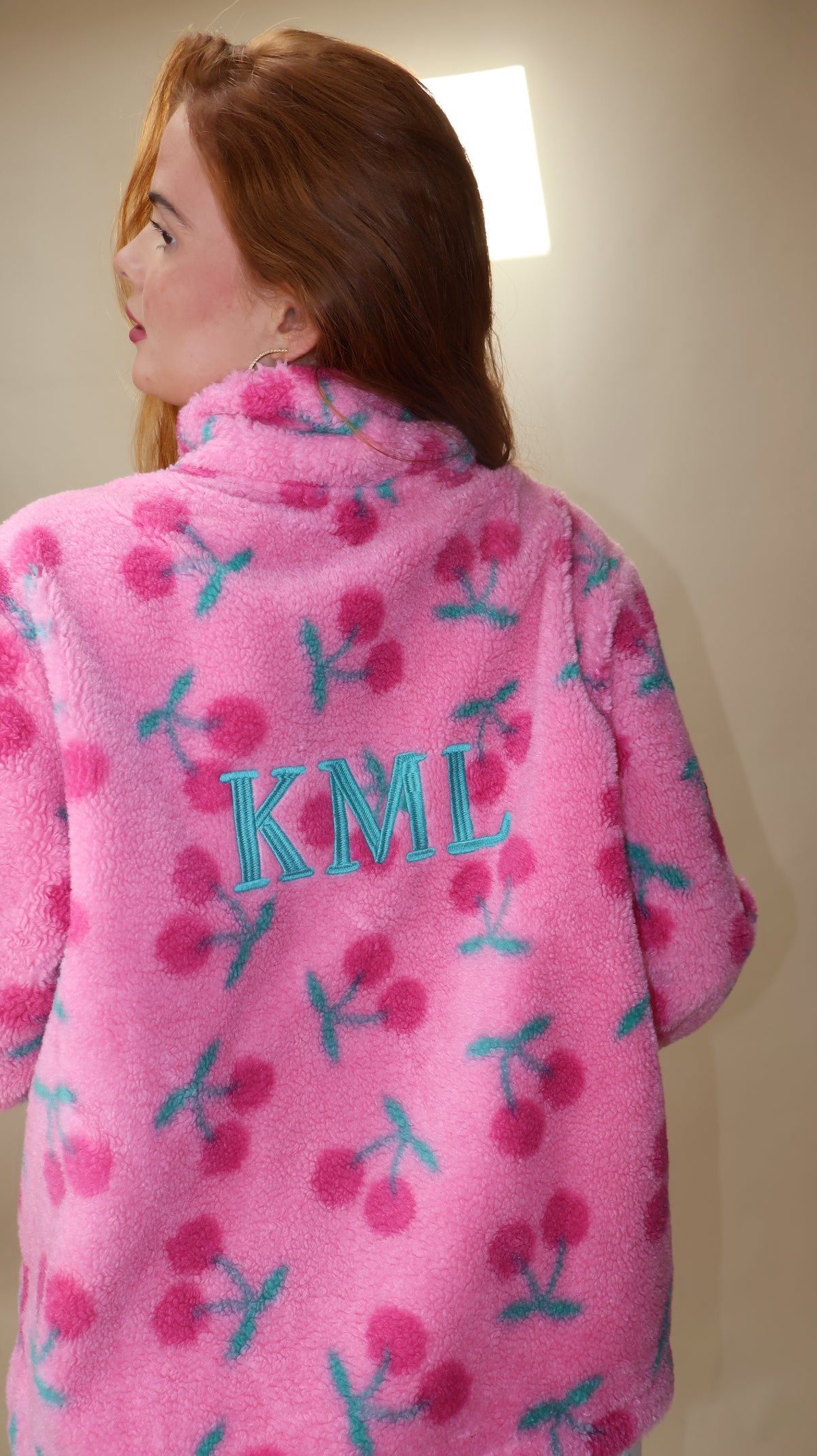 ONE OFF DROP. Cheeky Cherry KML Fleece. Pockets & drawstring. *Thermal fleece-more dense finish on the inside