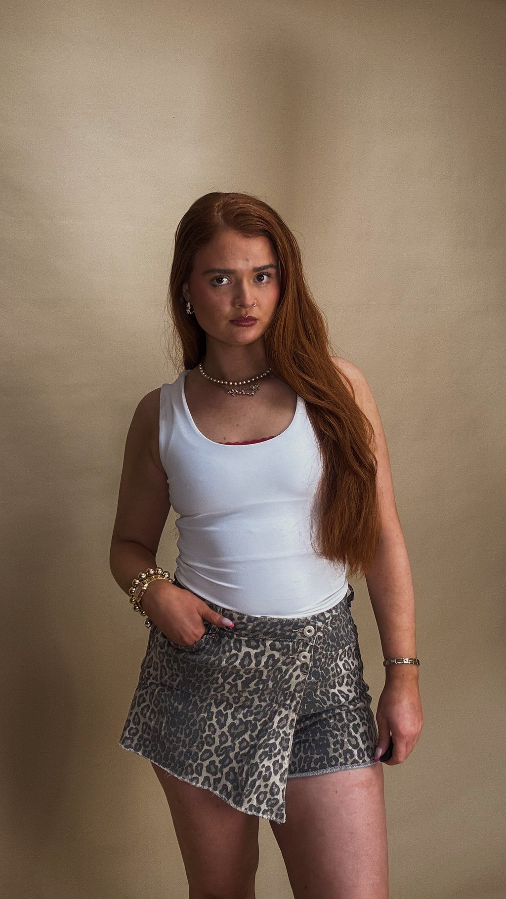 *SKORT* Lilia Leopard stretch Denim