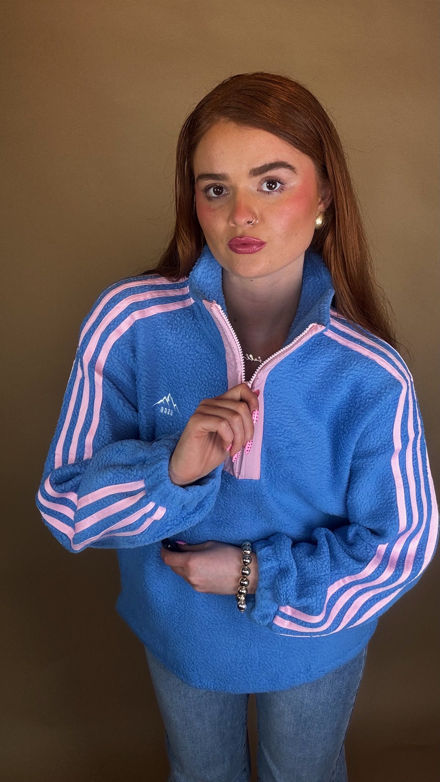 Hannah x4 Stripe Fleece size down. Pockets & draw string