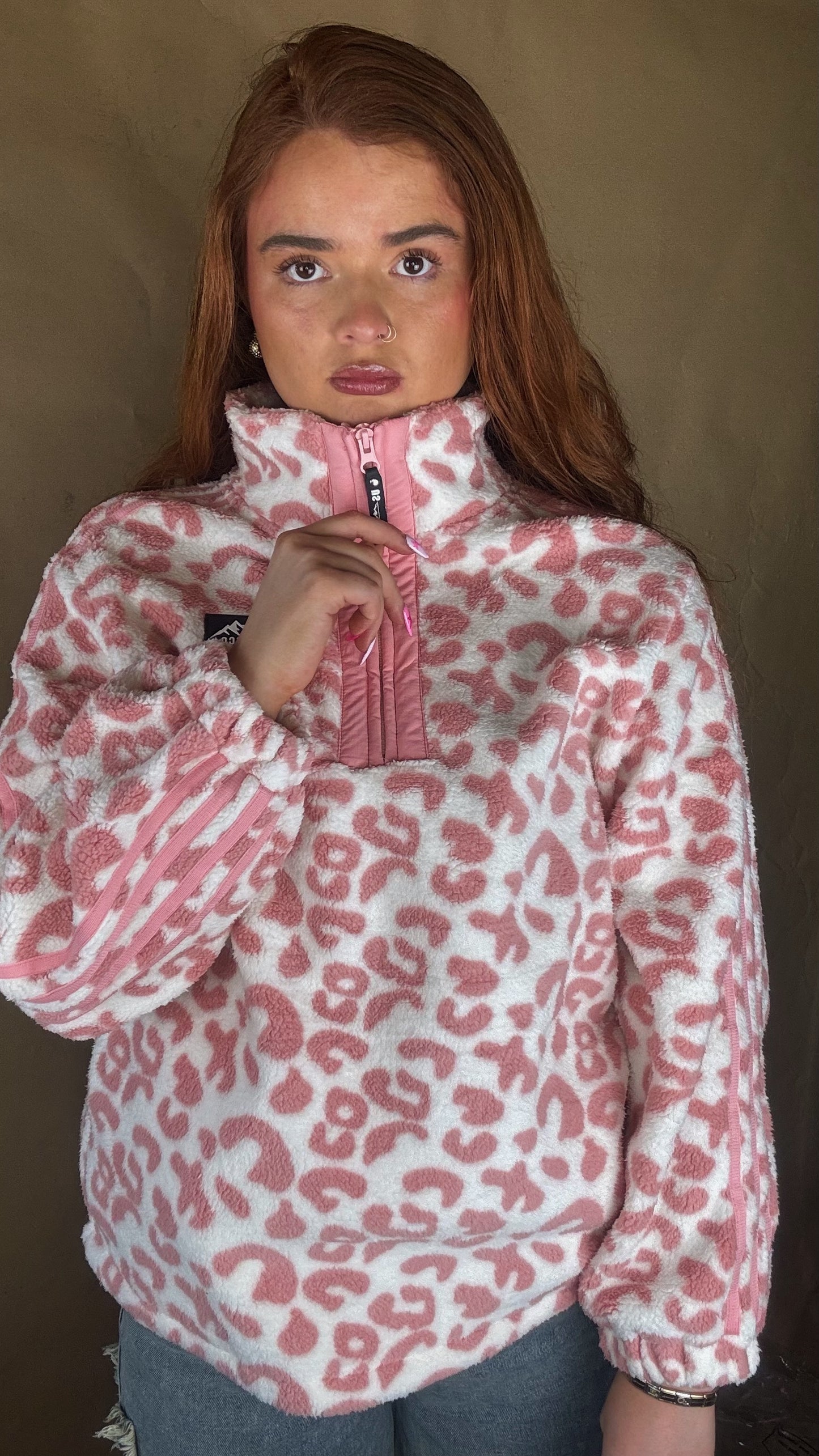 Payton Pink Leopard print zip up