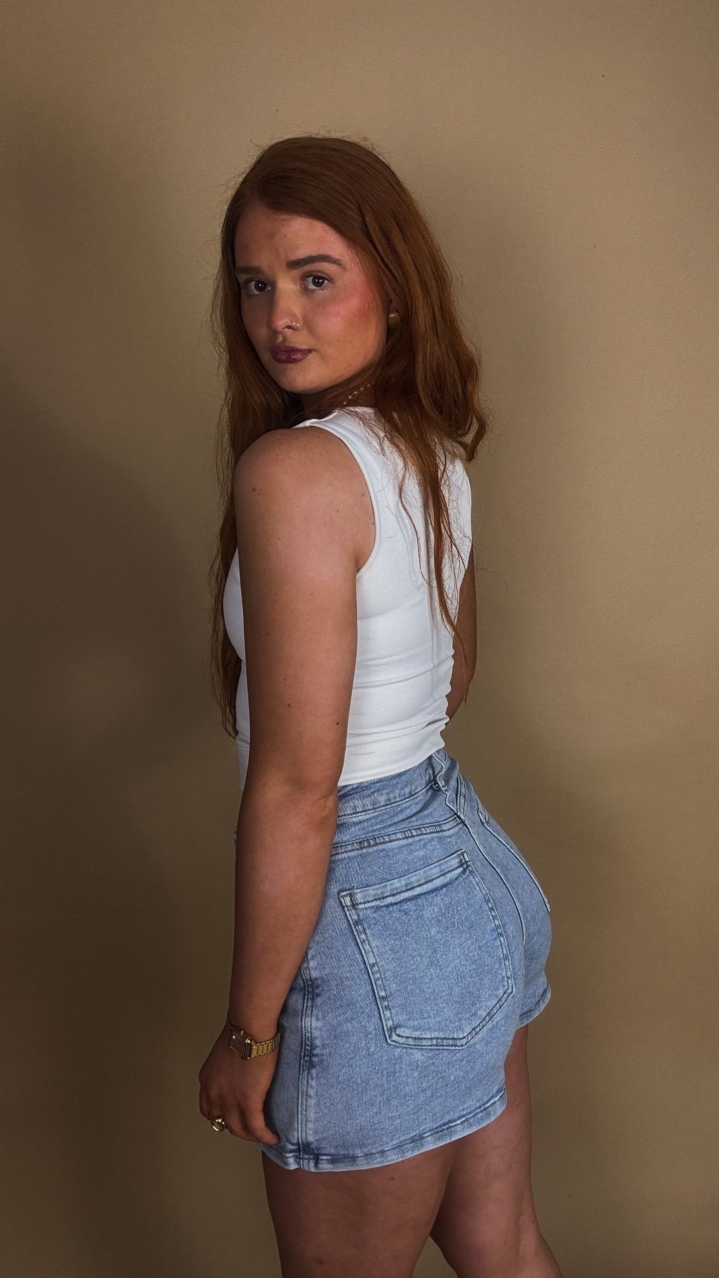 *SKORT* Sandy super stretch Denim crossover skort