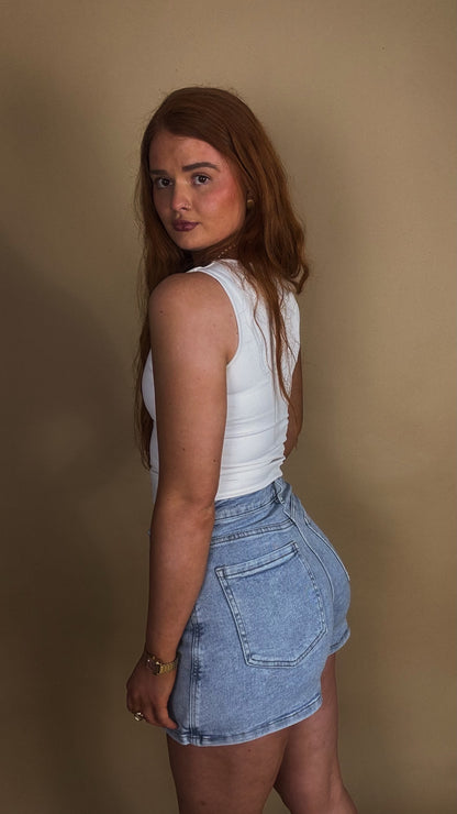 *SKORT* Sandy super stretch Denim crossover skort