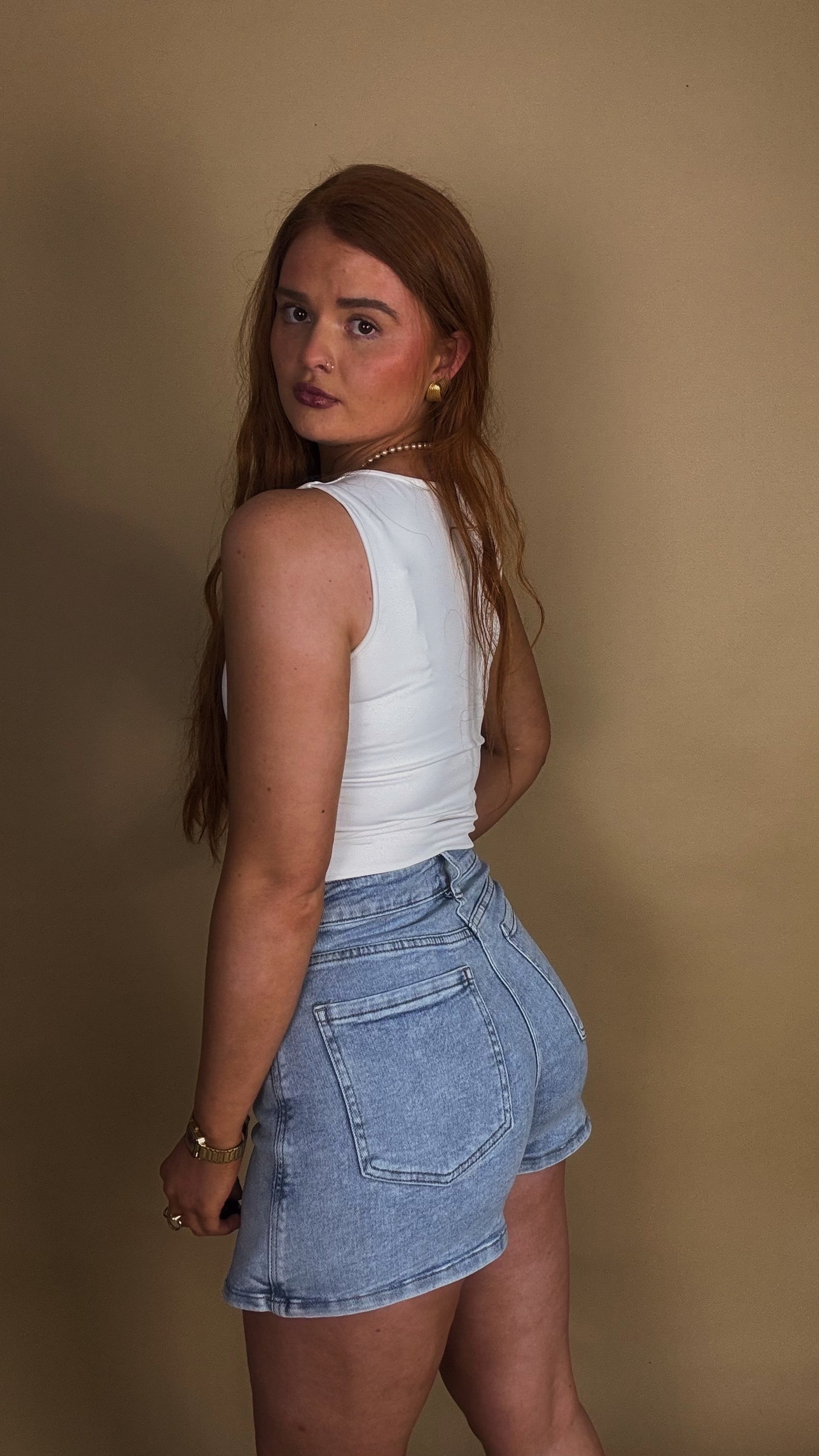 *SKORT* Sandy super stretch Denim crossover skort