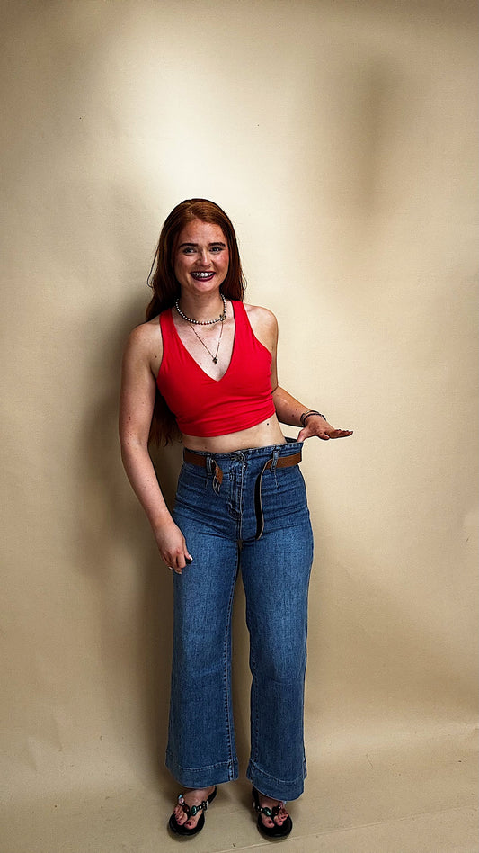 Emma Super stretchy denim jeans + the belt