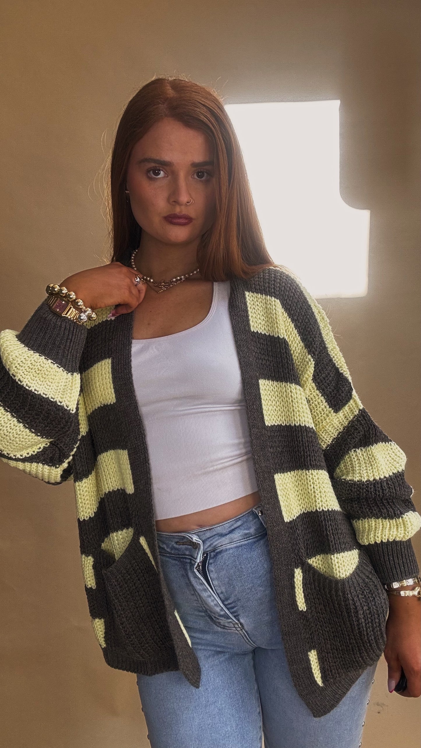 Amie Knit yellow charcoal