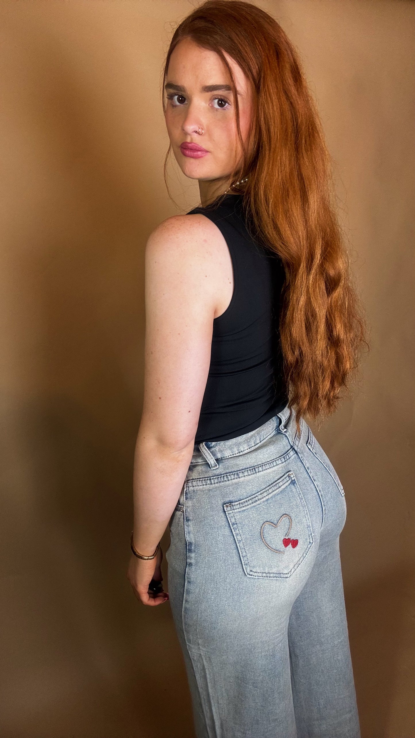 Matilda Heart Cherry Embroidered Jean