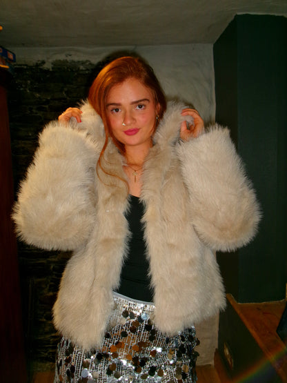 Jess faux fur jacket with buttons & POCKETS!!!!