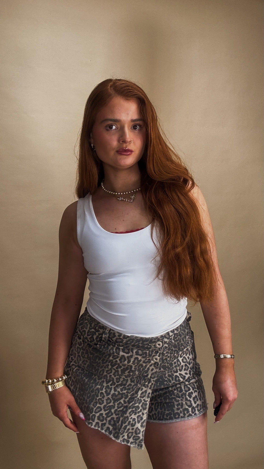*SKORT* Lilia Leopard stretch Denim