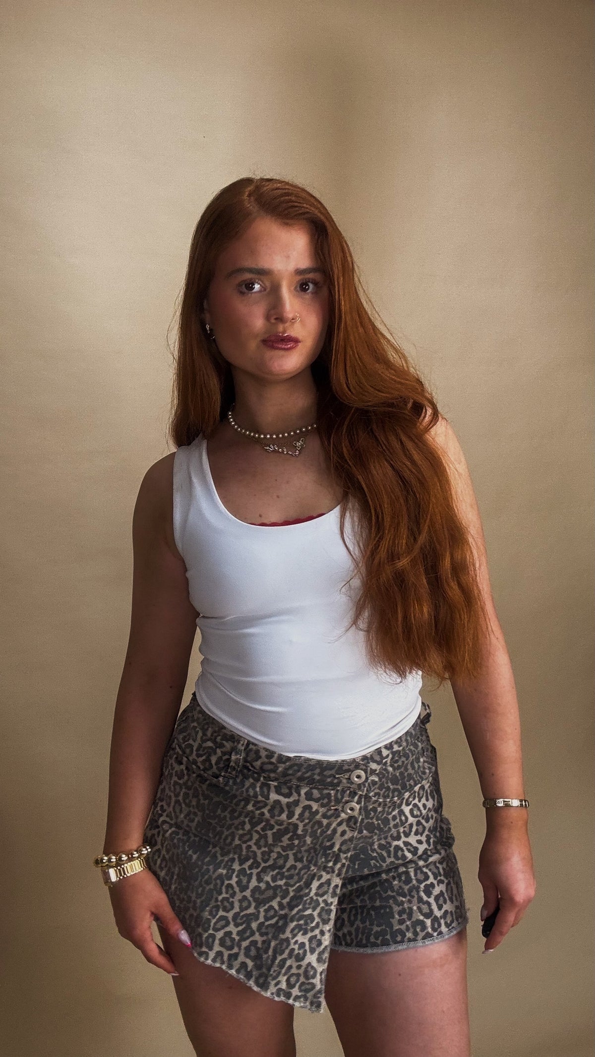 *SKORT* Lilia Leopard stretch Denim