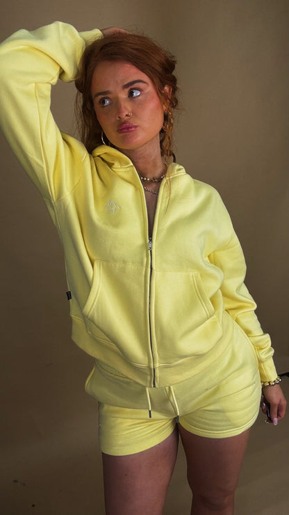Lemon shorts Yasmine set 80% cotton fleece line set.