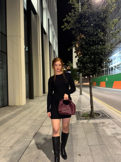 Blake Black Ribbed Dress *made with recycled fabrics*