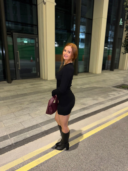 Blake Black Ribbed Dress *made with recycled fabrics*