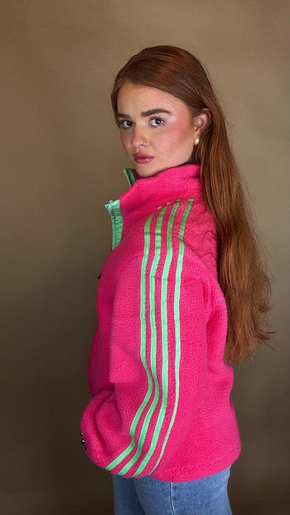 Emma x4 Stripe Fleece Pink size down. Pockets & draw string
