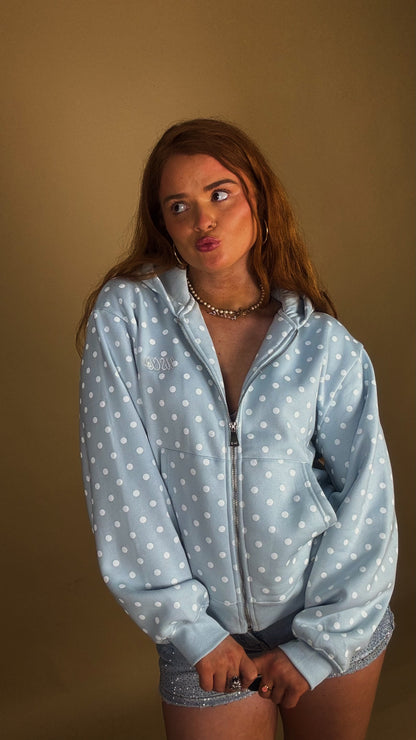 Billie Blue polka hoodie 80% cotton