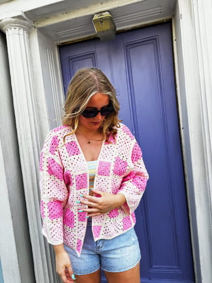 Jessie Pink Crochet Cardi