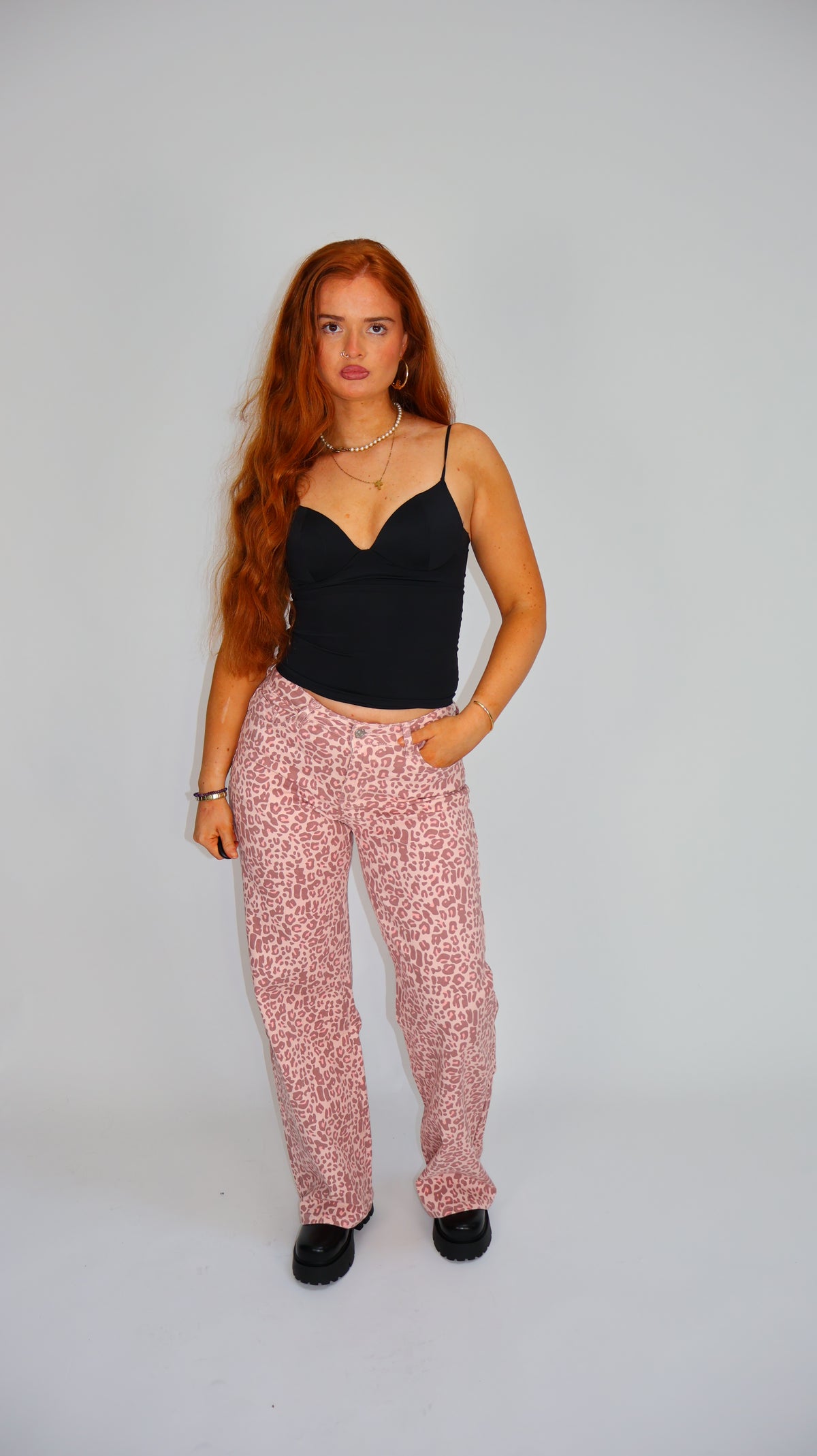 Lily Pink Leopard Dad Fit Denim