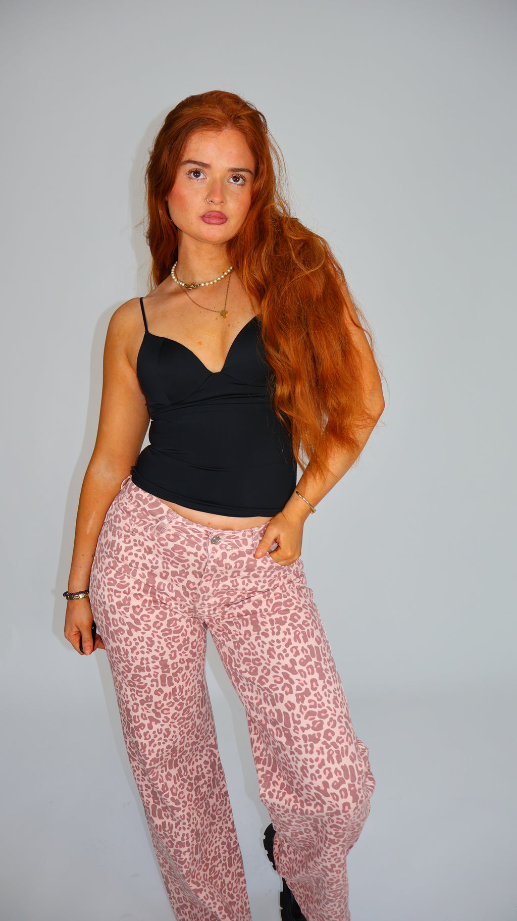 Lily Pink Leopard Dad Fit Denim