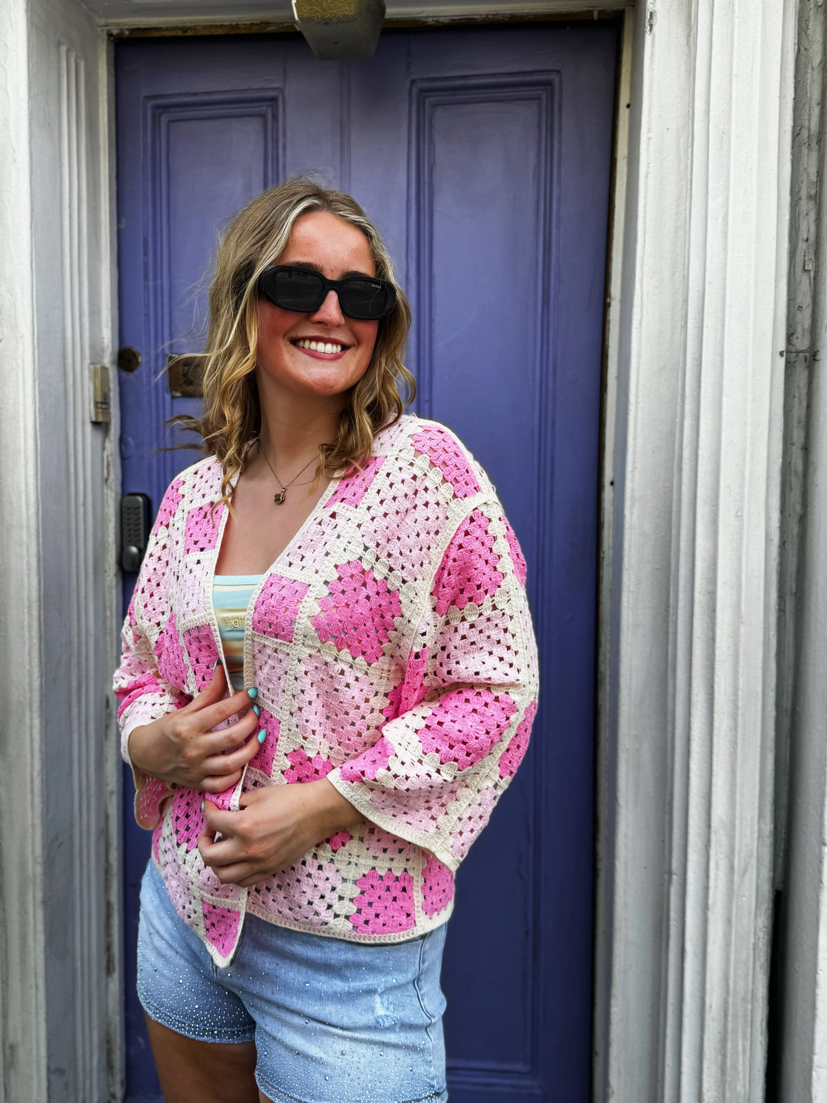 Jessie Pink Crochet Cardi
