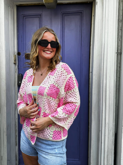 Jessie Pink Crochet Cardi